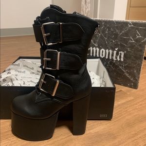 Demonia Torment 703 - Black Heel Platform Boots US 6 UK 3